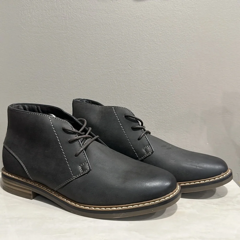 R2 Faux Gray Leather Men’s Chukka Lace Up Boots Size 8 - Picture 8 of 10